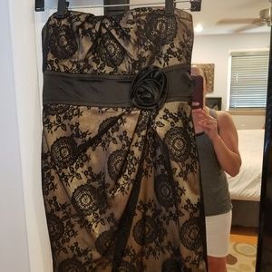 Size 9 strapless black nude underlay dress